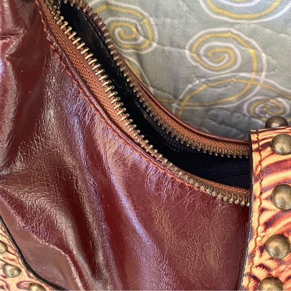 The Find Tooled Leather Hippie Boho Saddle Bag - Picture 3 of 15